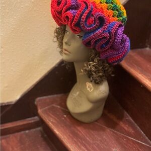 Colorful Crochet Ruffled Hat